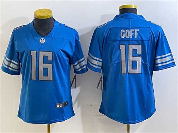 Womens Detroit Lions #16 Jared Goff Blue Vapor Limited Stitched Football Jersey(Run Smaller)->women nfl jersey->Women Jersey